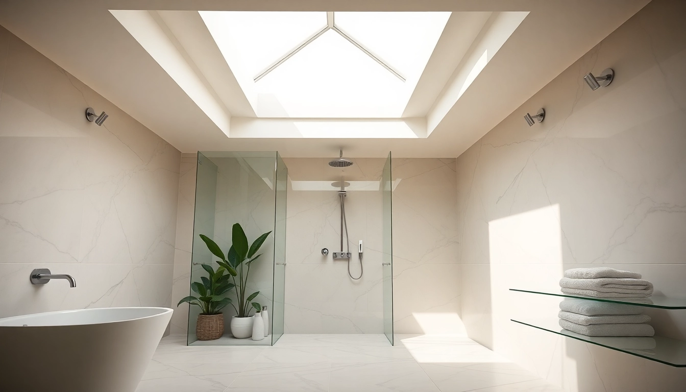 Explore elegant showers Australia in a luxurious marble bathroom with natural lighting.