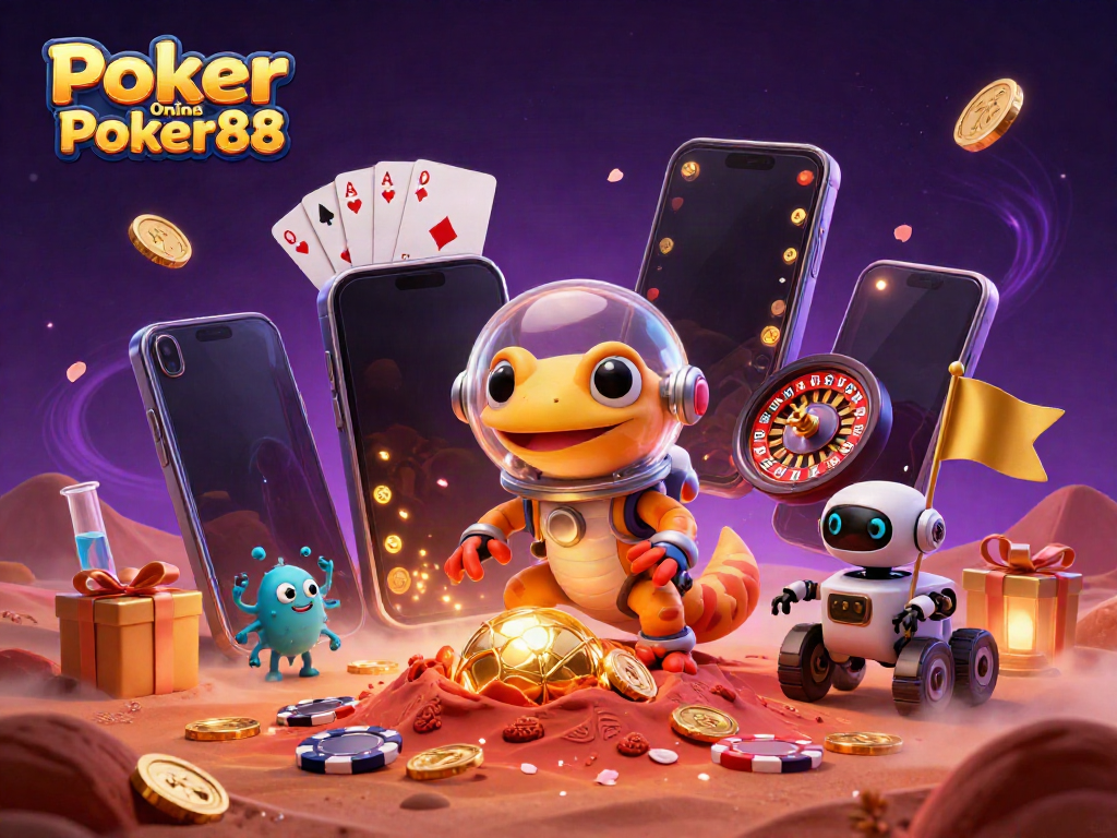 Play poker with excitement in Poker Online Poker88's vibrant 3D casino scene.