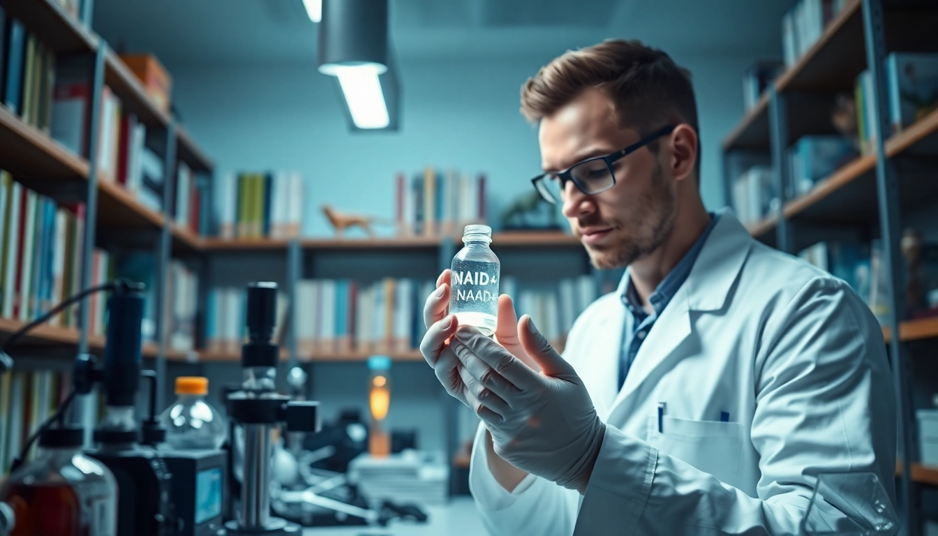 NAD+ analysis in a professional lab environment showcasing vibrant health and vitality.