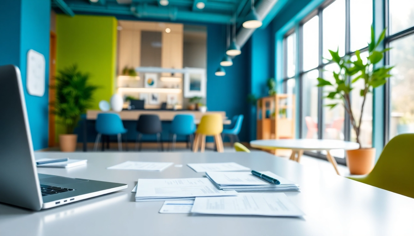 Showcase of a modern workspace highlighting businessabc.net tools and collaboration.