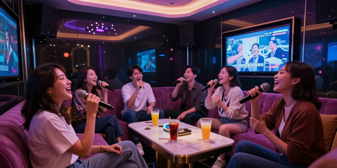 강남가라오케에서 화려한 룸을 즐기는 고객들, 프라이빗한 분위기와 고급 음향 시스템으로 완벽한 나이트 아웃을 나타냅니다.