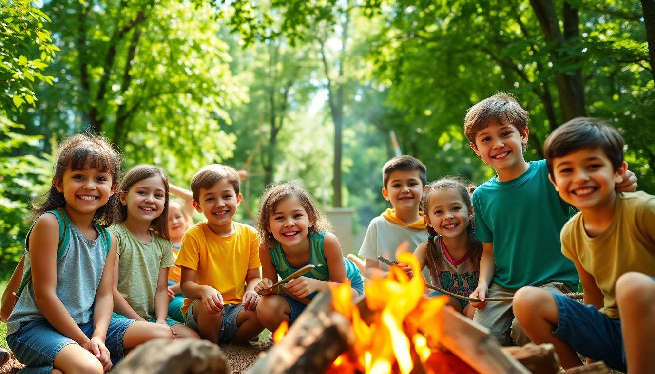 Children enjoying engaging activities at residential summer camps in a vibrant natural setting.
