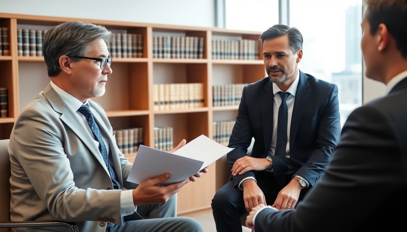 Consultation scene at https://www.ihavealawsuit.com showcasing a lawyer and client discussing a case.