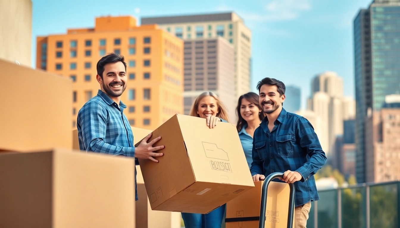 Efficient team handling boston local moves amidst packing supplies in an urban setting.
