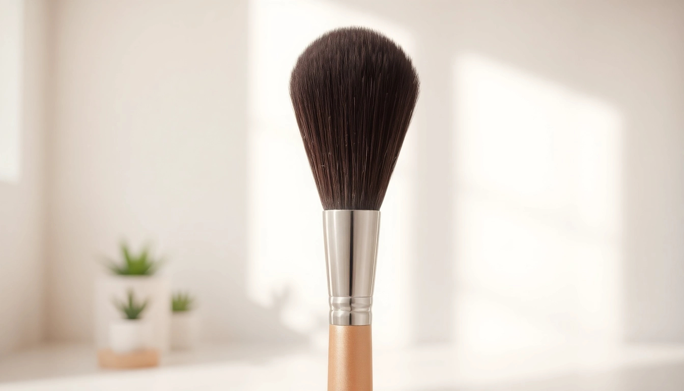 Using an angled makeup brush for precise application and flawless finishes.