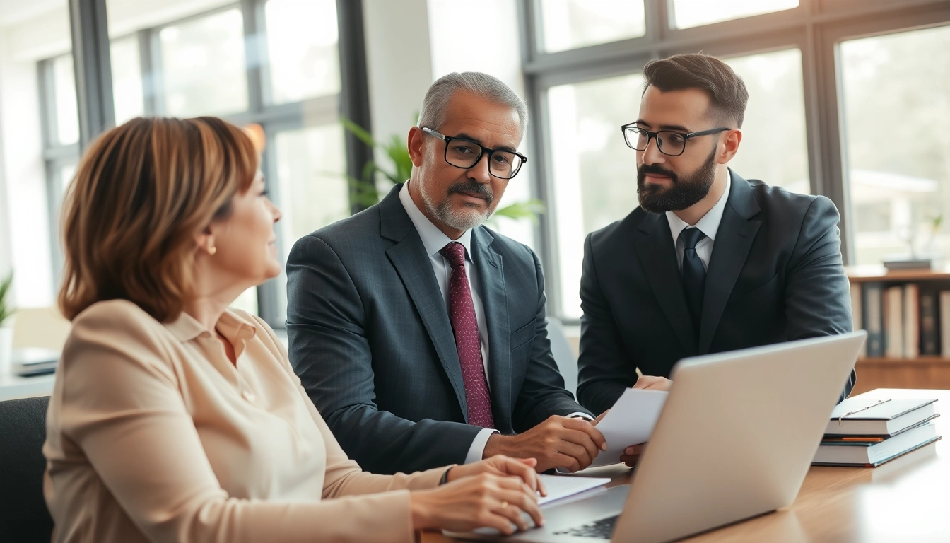 Sarasota personal injury lawyer consulting with a client in a bright, professional office setting.