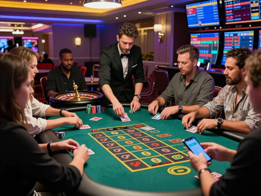 Live casino players engaging in exciting games on https://bong99.pro/ with vibrant atmosphere and friendly dealer.