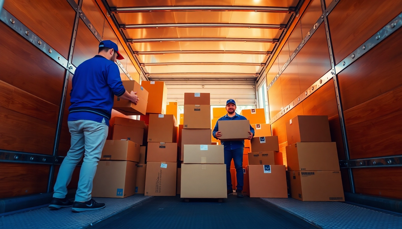 Long distance movers Calgary loading a truck with professional care and teamwork.
