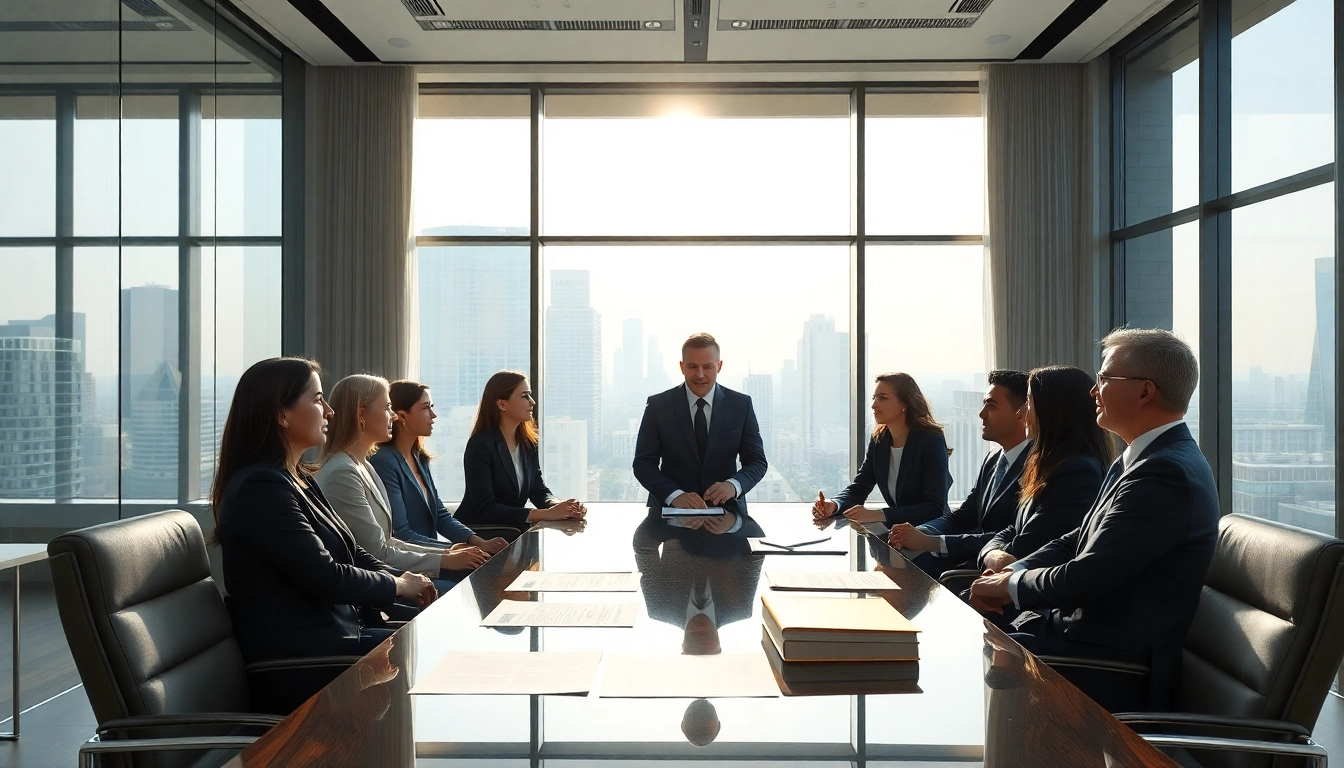 Engaged USA lawyers collaborating in a bright office setting, showcasing professionalism.