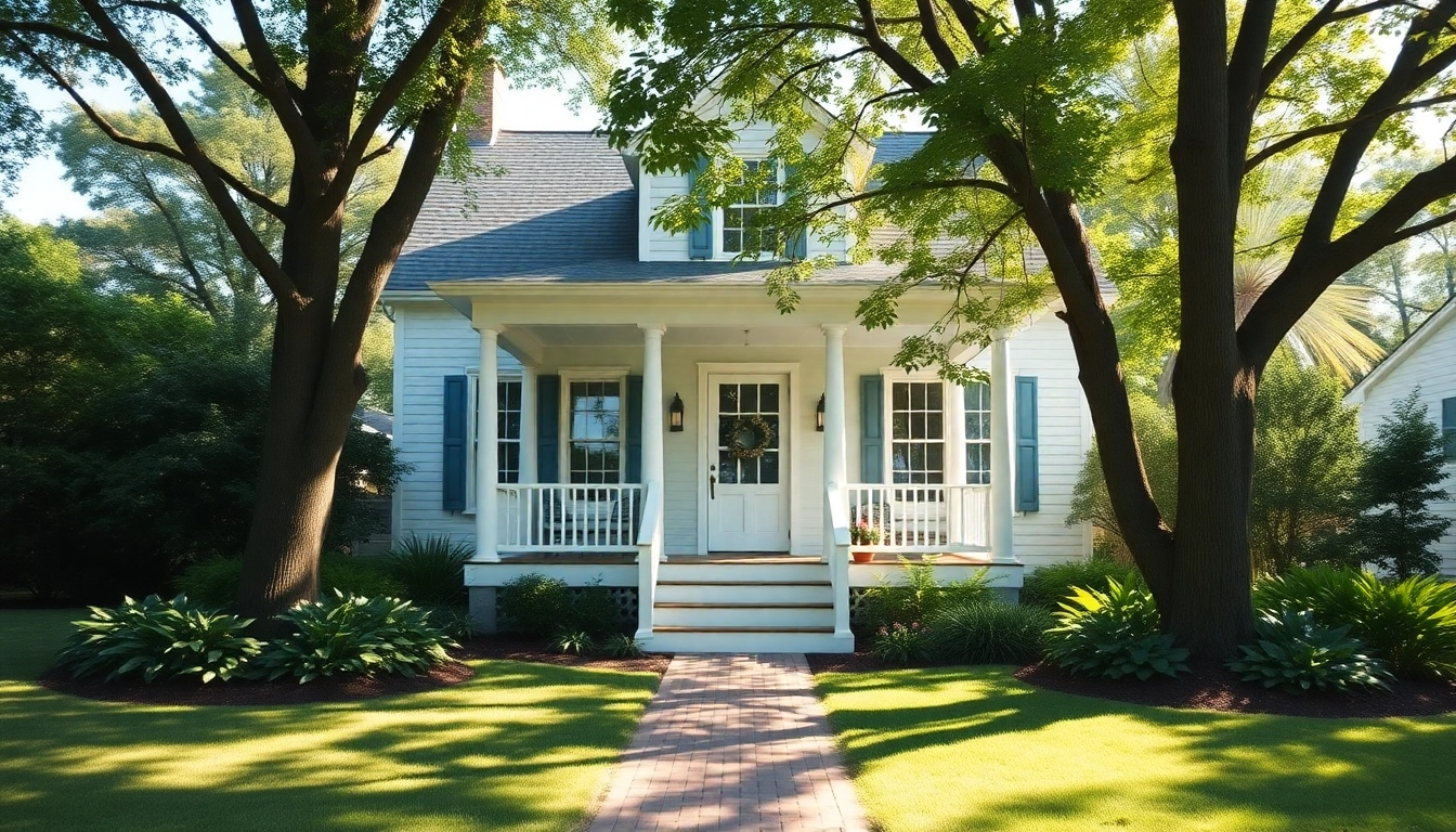 Beautiful cape cod home with a welcoming porch and lush gardens.