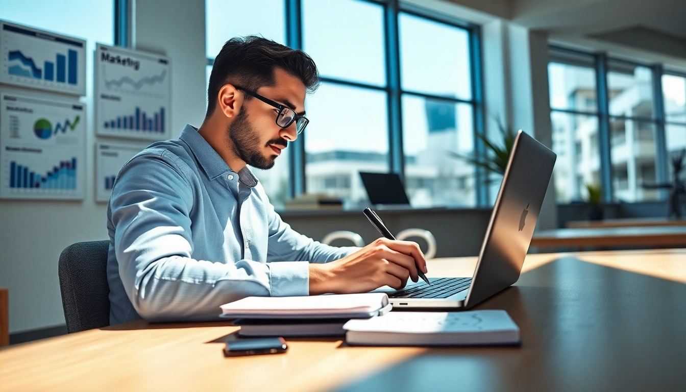 Effiziente amazon marketing agentur bei der Arbeit in modernem Büro.