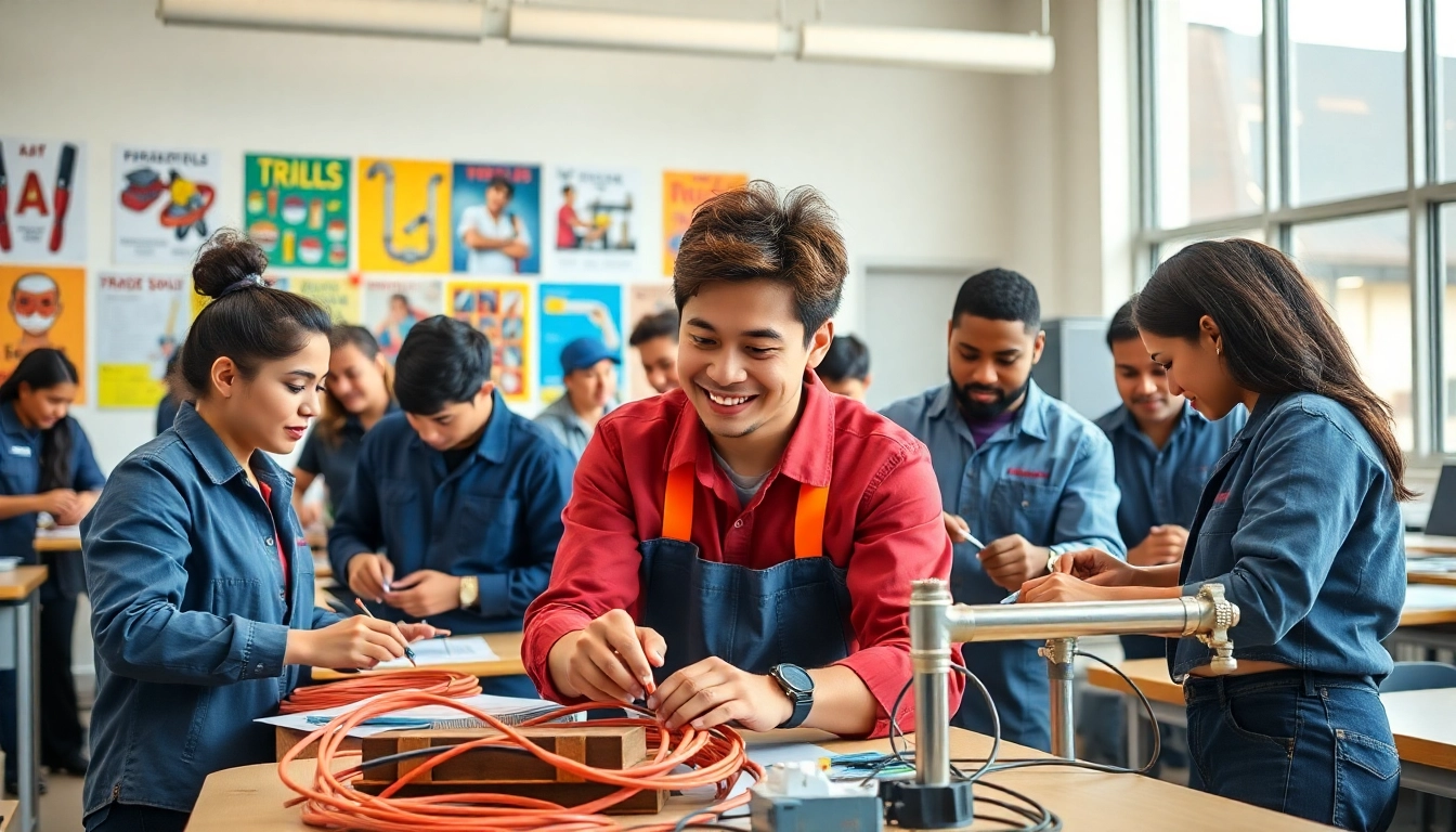 Students learning trade skills in Southern California at a focused hands-on training school.