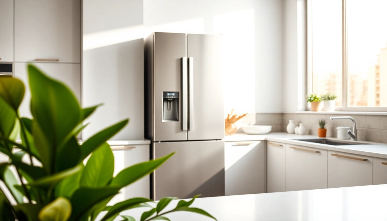 Modern refrigerator in a sleek kitchen highlighting its elegant design and functionality.