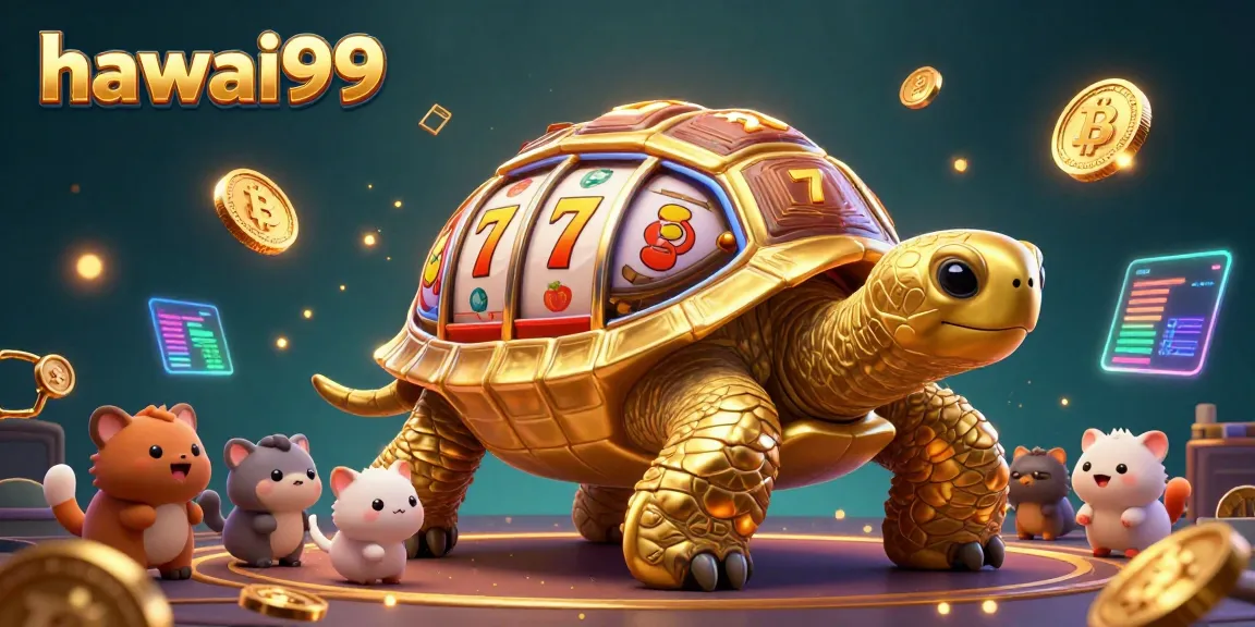 Experience thrilling gameplay at hawai99 with a vibrant casino scene featuring a golden tortoise pinball machine.