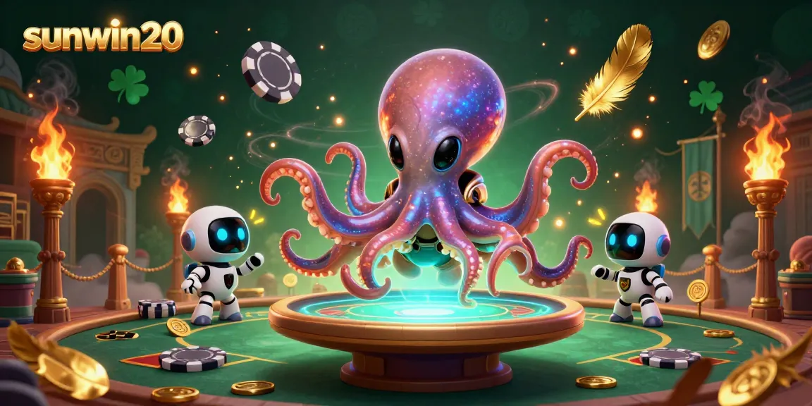 Play thrilling games with sunwin20 at a cosmic poker table in an ultra-detailed alien setting.
