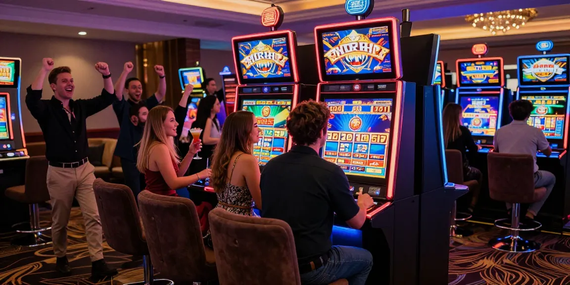 Exciting slot gaming action with vibrant graphics in a dynamic casino atmosphere.