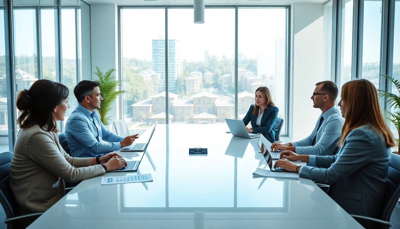 Realtors collaborate in a modern office, showcasing expertise in Real Estate dynamics.
