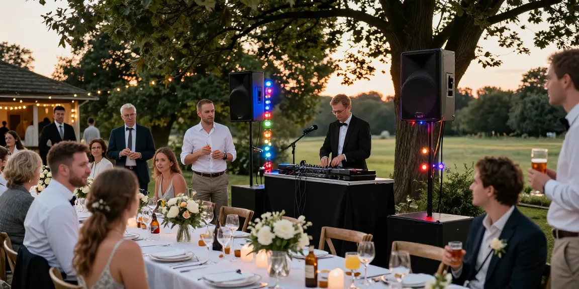 Hochzeit DJ Brandenburg, elegante Hochzeitsfeier mit DJ und festlich dekorierten Tischen