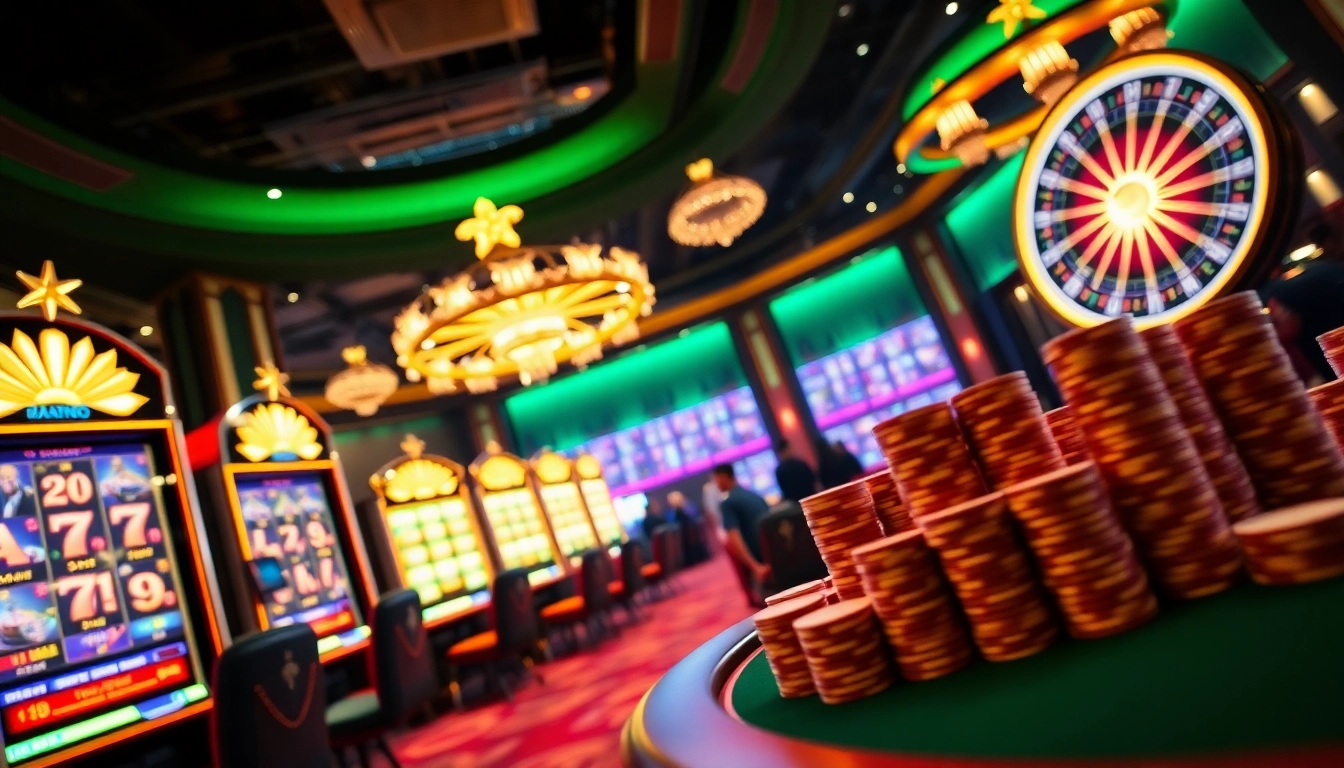Players winning at slot machines in a luxurious casino environment, highlighting jamuslot gaming excitement.