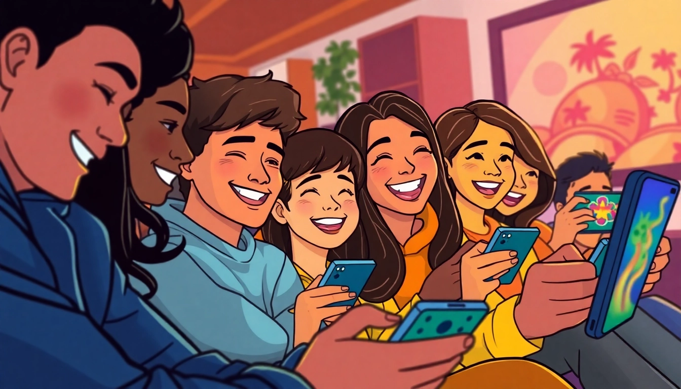 Players enjoying the tashan game on their mobile devices, showcasing excitement and fun.