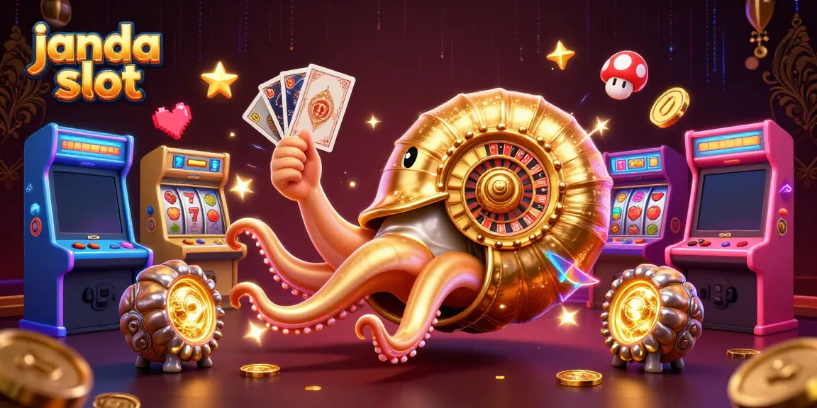 Permainan janda slot yang menampilkan nautilus raksasa, simbol buah, dan mesin slot berwarna-warni.