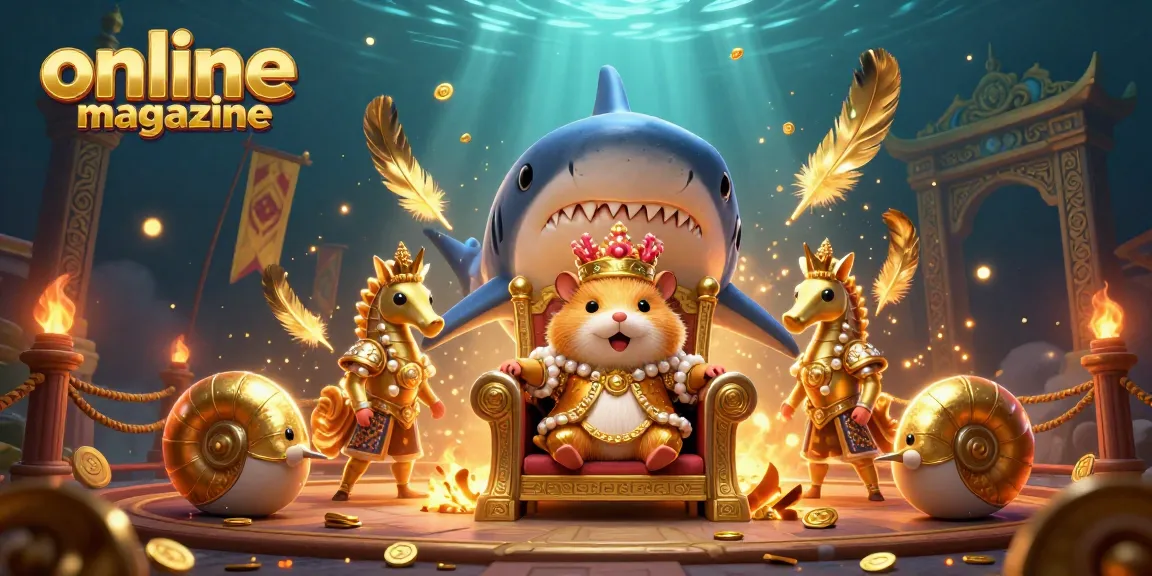 Engage with the vibrant online magazine scene showcasing a golden hamster king and casino elements.