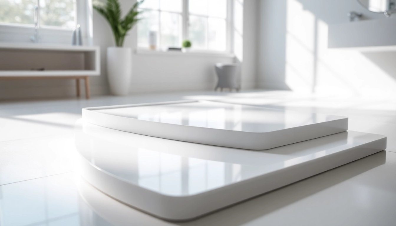 Piatto doccia elegante in un bagno moderno con dettagli di design accattivanti.