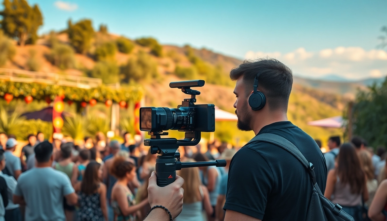 Dynamic scene with a Phoenix videographer capturing an outdoor event with energy and creativity.