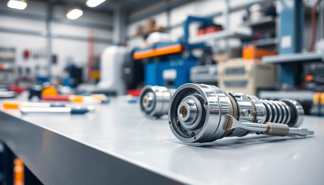 Gas Spring Supplier showcasing high-quality gas springs on a workshop bench.