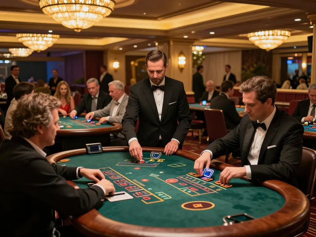 LOTO188 TRANG CHỦ gaming scene with players at blackjack tables enjoying an exciting casino experience.