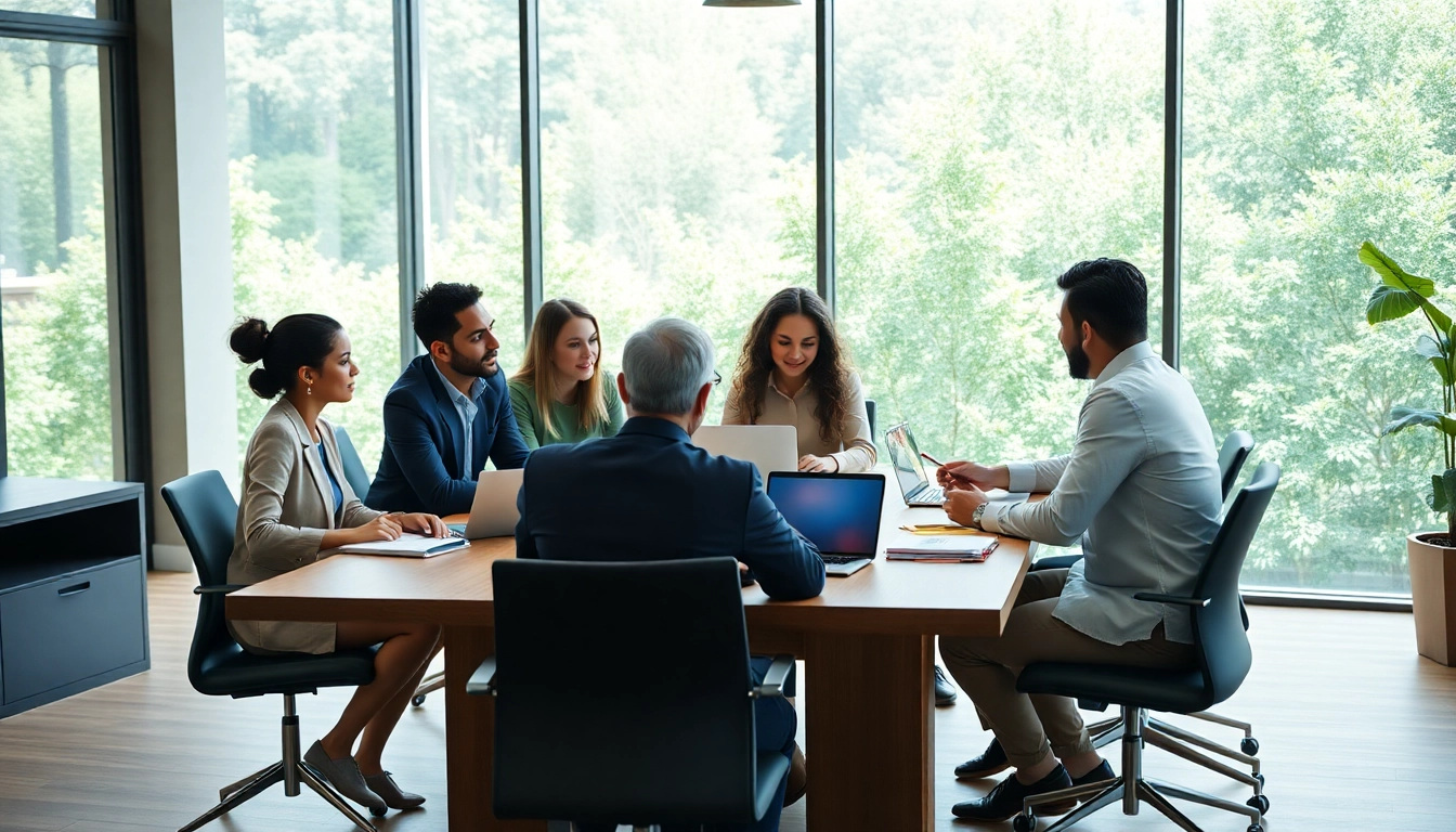 Engaged professionals collaborating at https://www.shiverhamilton.com in a bright, modern office setting.