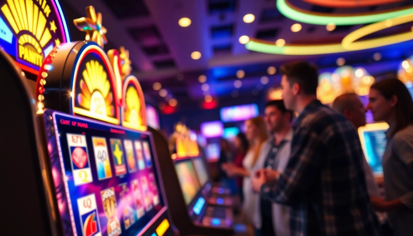 Masuk ke unogg slot login dengan mesin slot berwarna-warni yang bersinar dan ramai pemain.