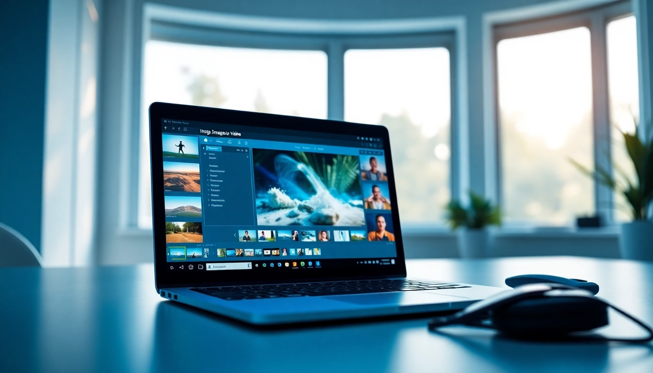 Transforming image to video with innovative software interface on a sleek laptop.