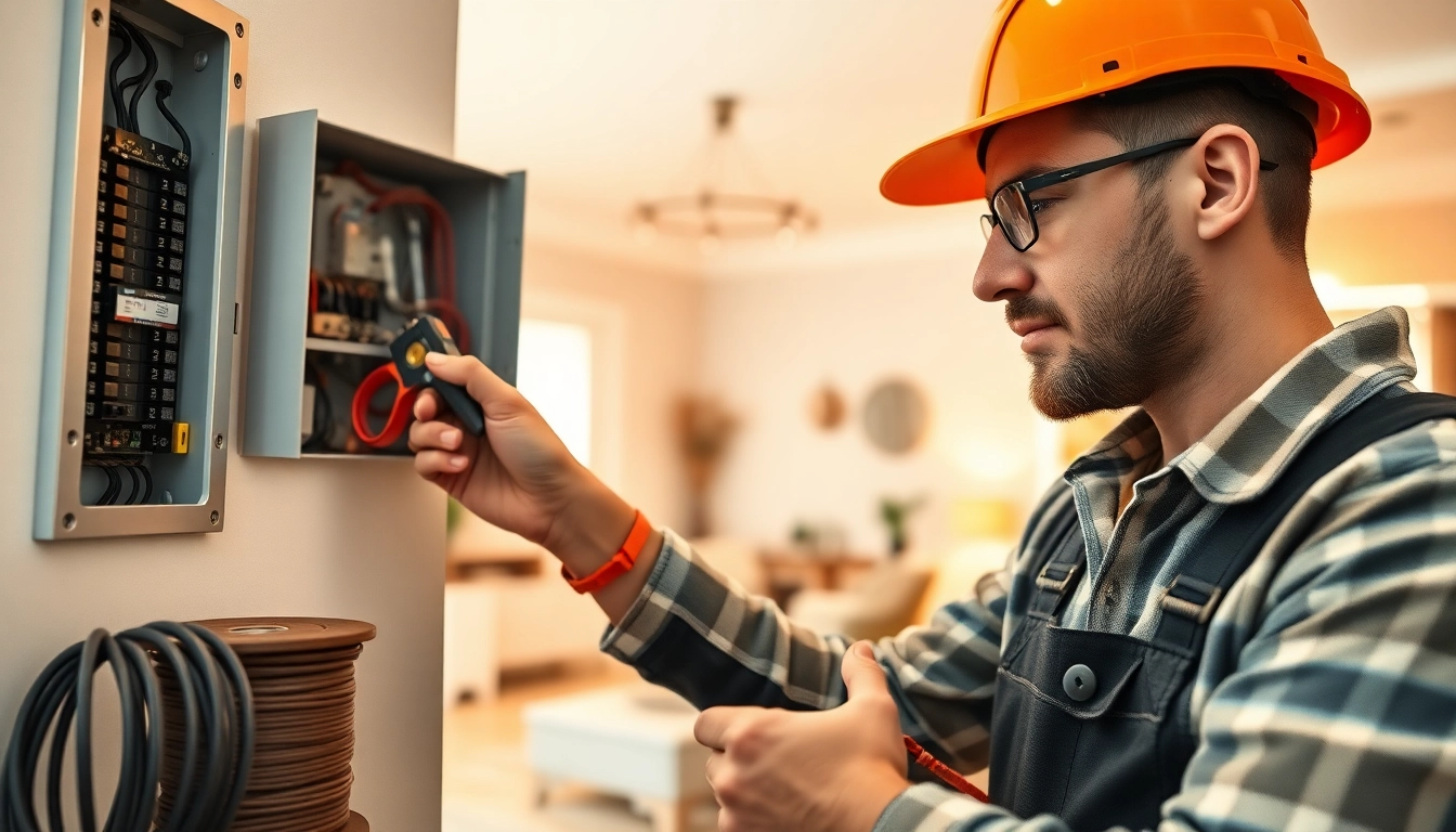Technician providing expert electrical services vancouver in a home setting.