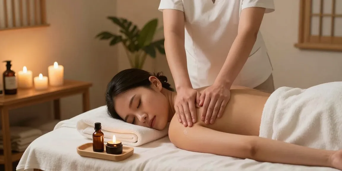 마사지 중인 고객과 편안한 스파 환경을 담은 이미지