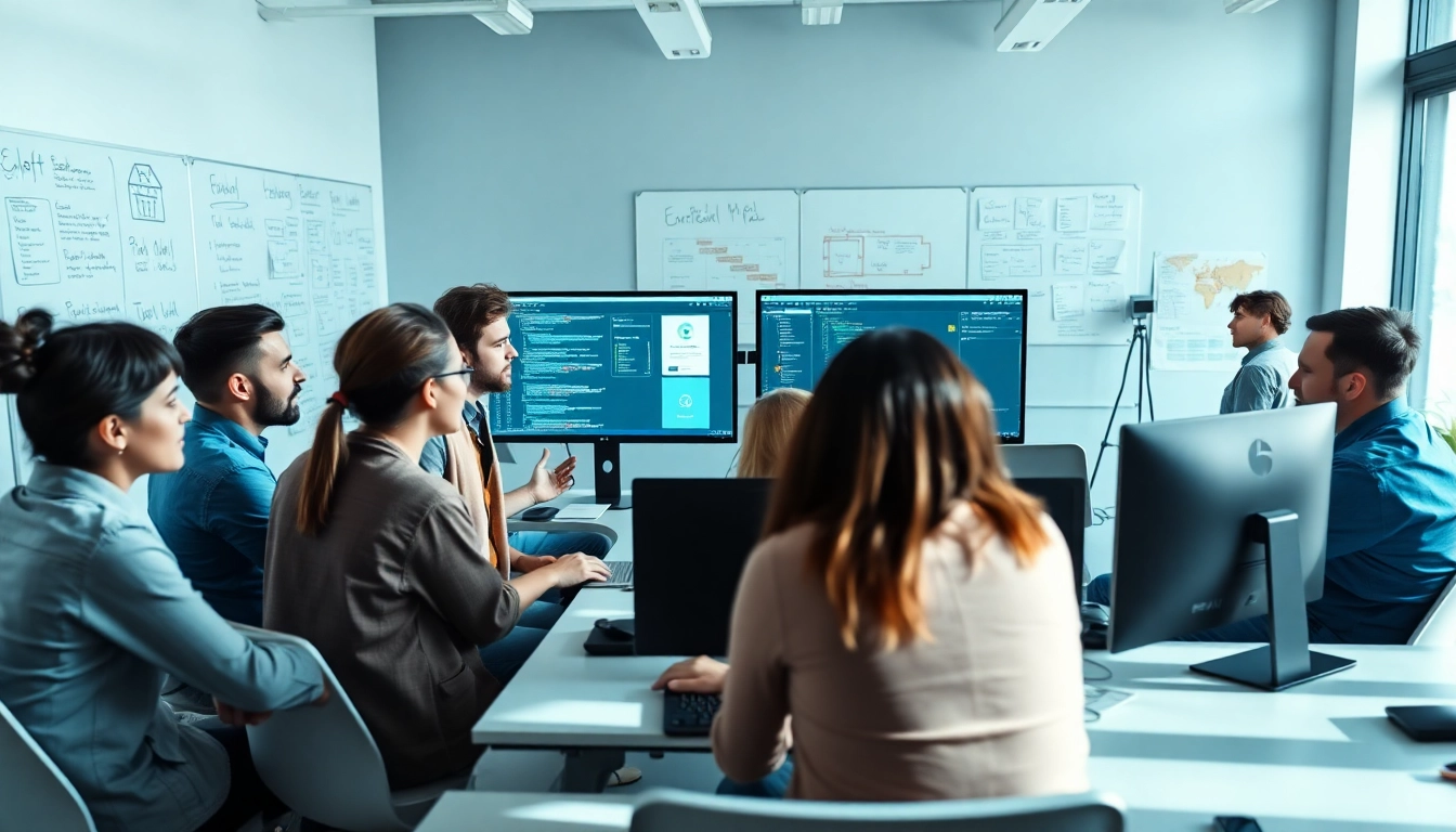Hire .Net Maui developers who are collaborating to create innovative applications in a bright office environment.