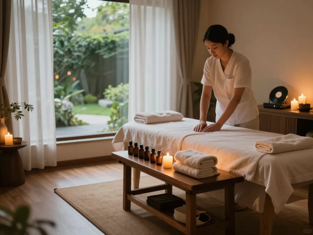 Experience tranquil 삼산동마사지 in a serene spa setting with calming ambiance and soothing decor.