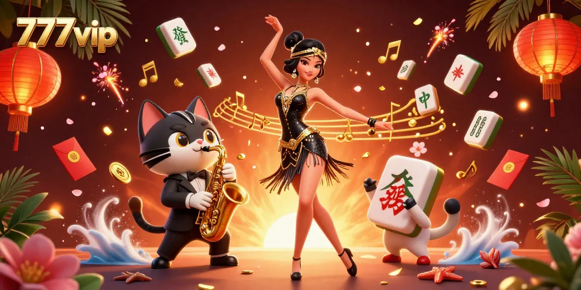 Experience the thrill of 777vip with vibrant gaming elements and 3D characters in an engaging casino scene.