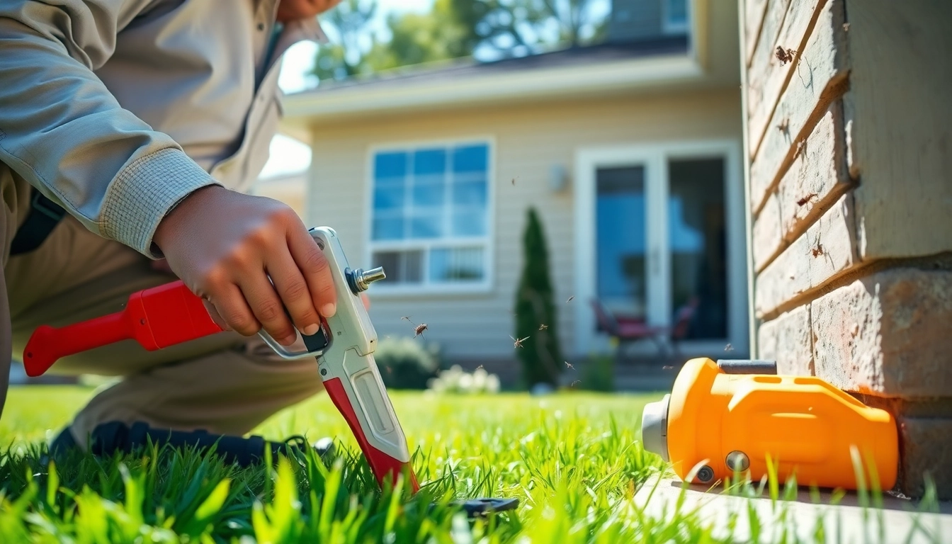 Schedule insect treatment with a pest control expert examining an infested home environment.