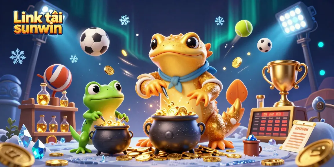 Win big with Link tải sunwin - a vibrant 3D scene showcasing the alchemist transforming coins in a casino backdrop.