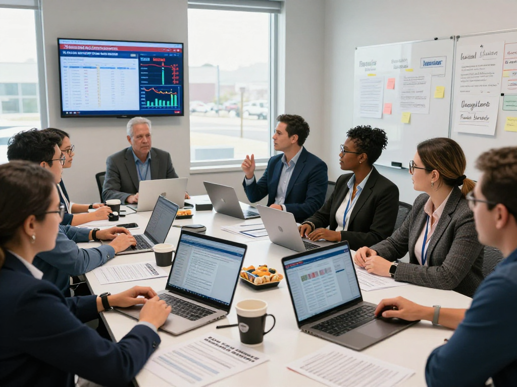 Dynamic scene of a campaign polling firm team collaborating on election strategies with data analytics.