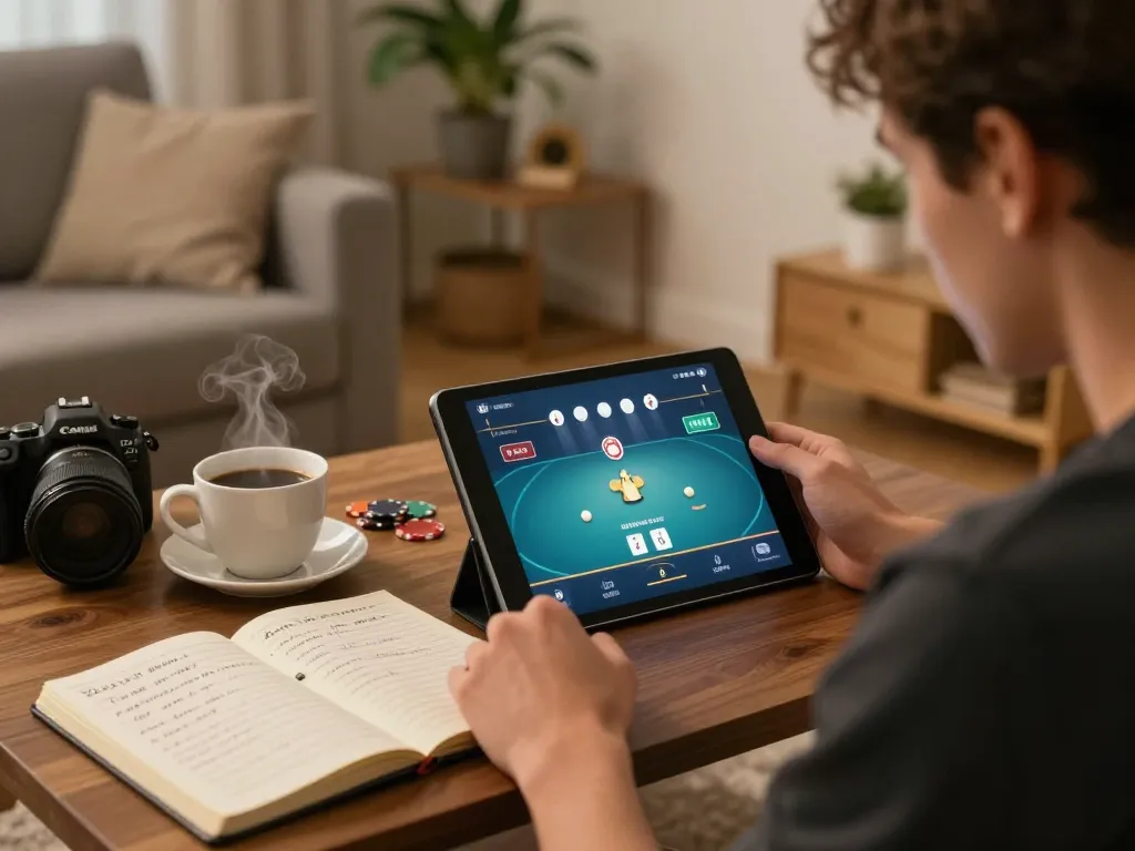 Engaging in 888now đăng nhập to play poker online in a cozy home setup with strategies.