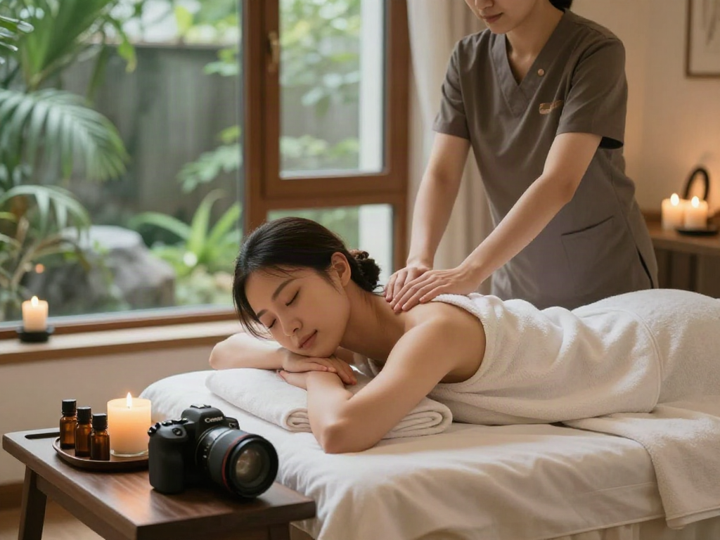 Experience soothing 병점출장마사지 in a serene home spa environment with calming elements.