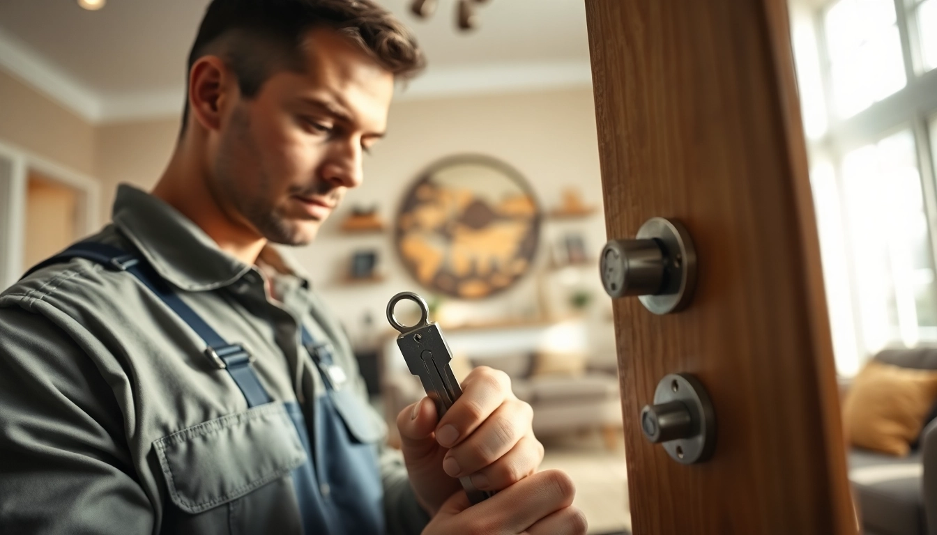 Expert residential locksmiths in Wildwood providing expert installation services in a cozy home.