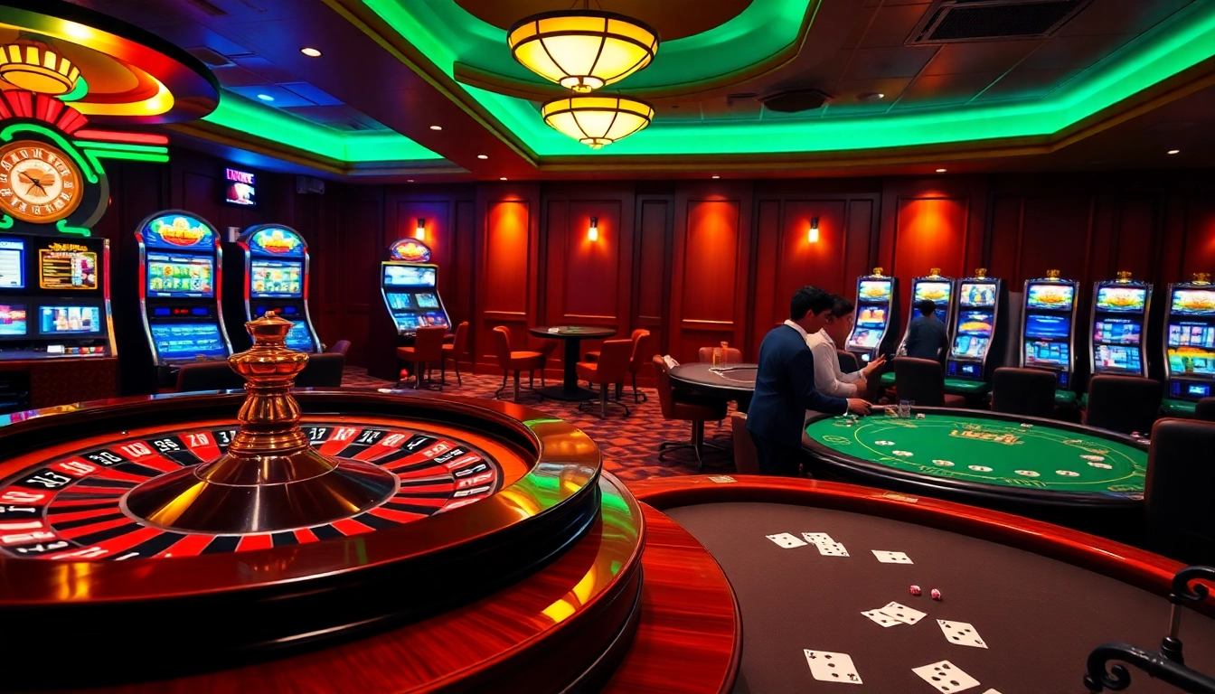 Experience the excitement of LC88 with vibrant casino tables and gambling action.