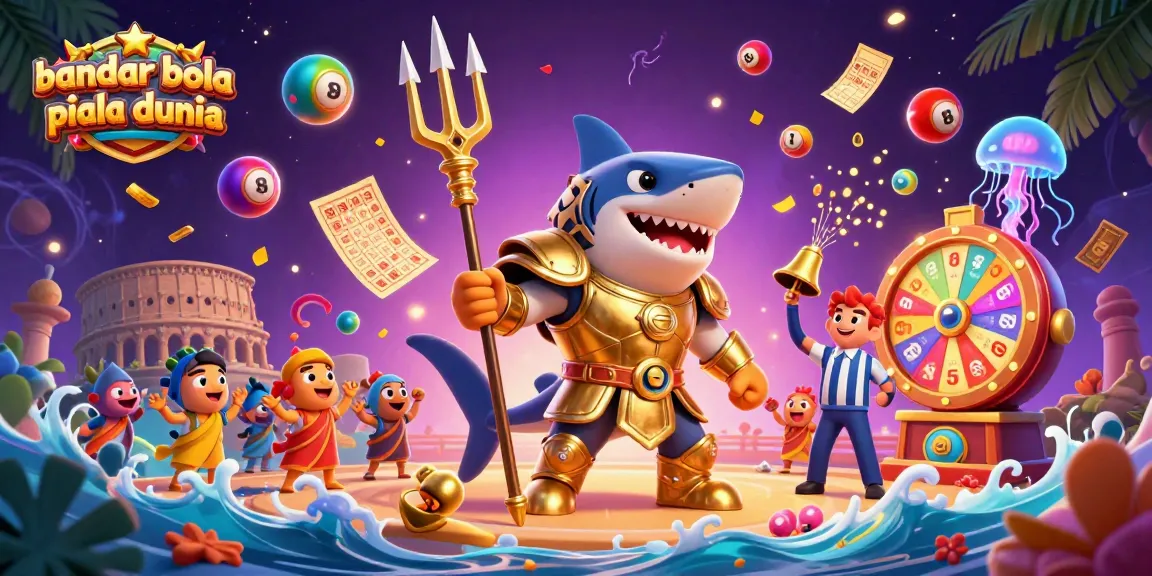 Engaging scene of a fierce tiger shark representing bandar bola piala dunia amid colorful gambling elements