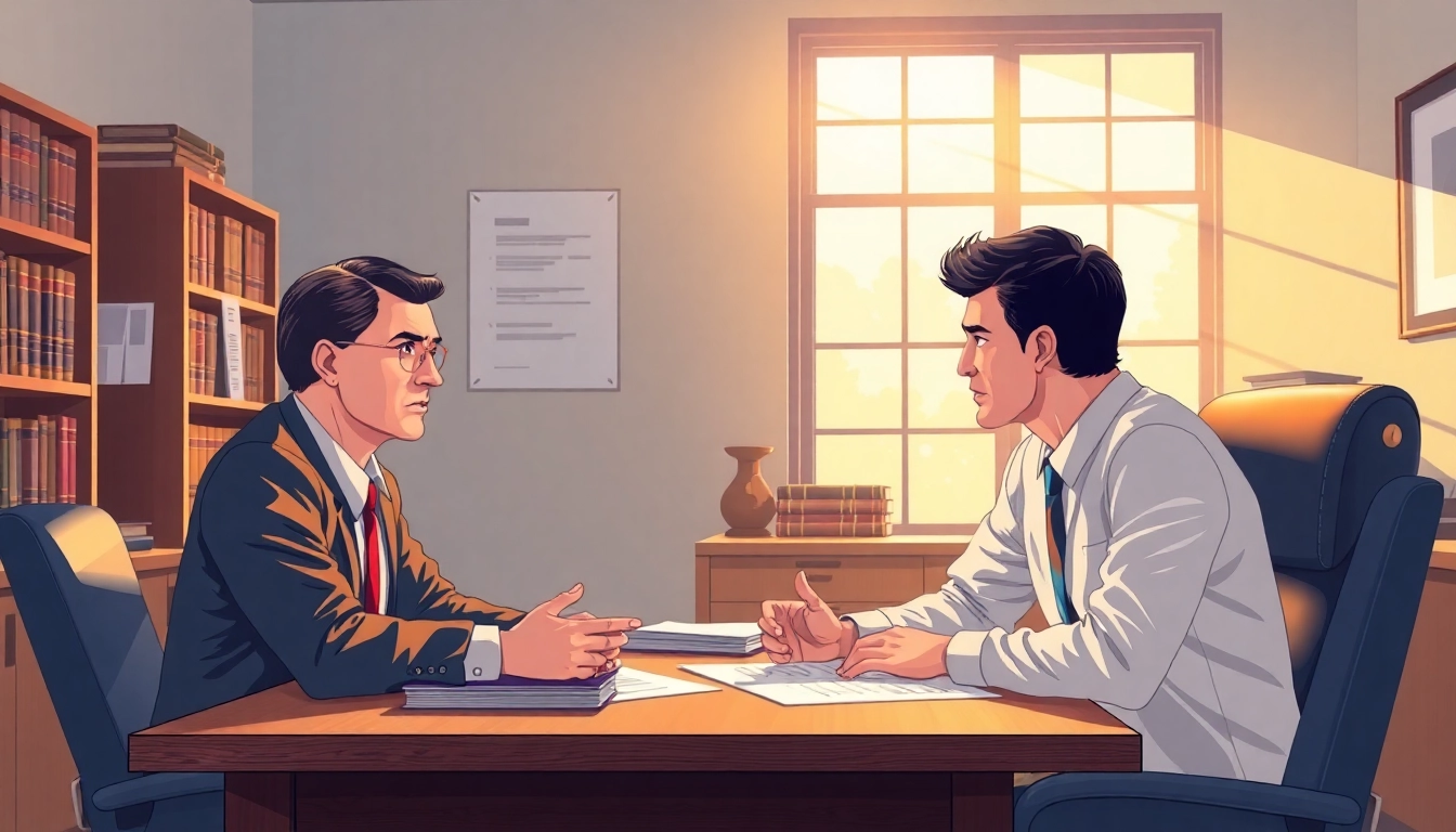 Engaged Asheville criminal defense lawyer consulting with a client, showcasing expertise and approachability.