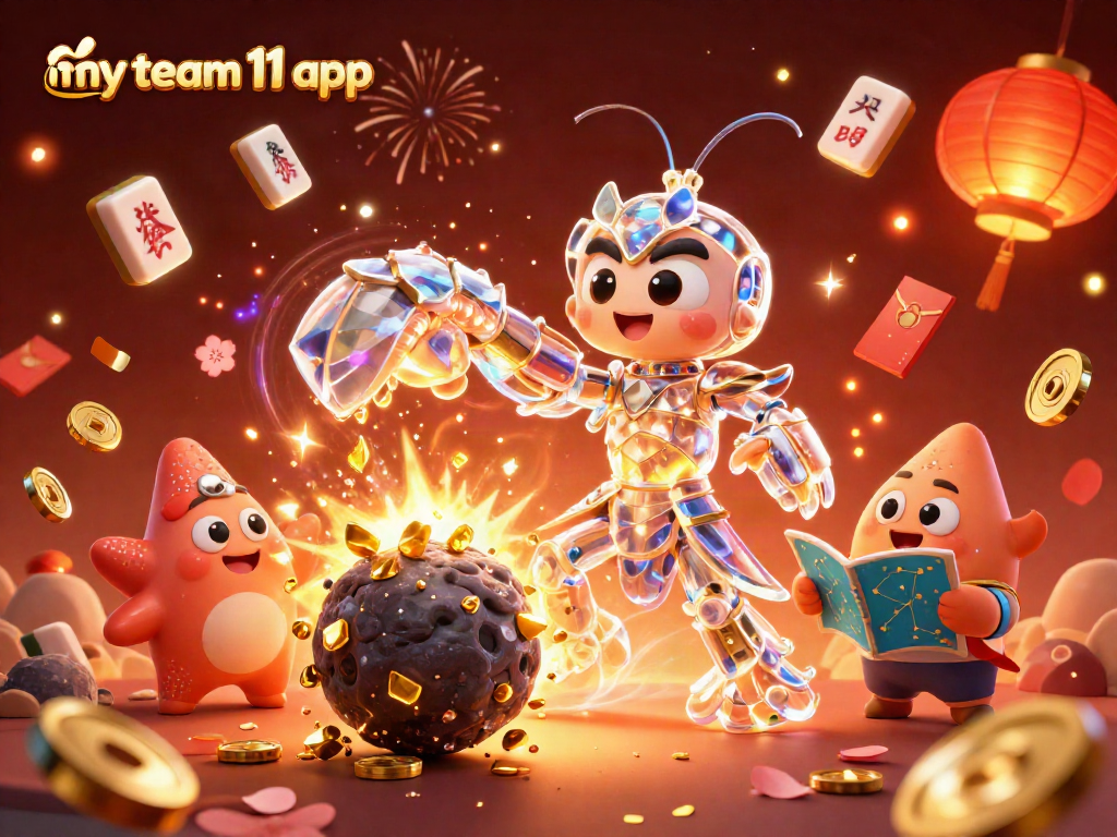 Engage with my team 11 app to win exciting rewards in this dynamic casino scene filled with colorful elements.