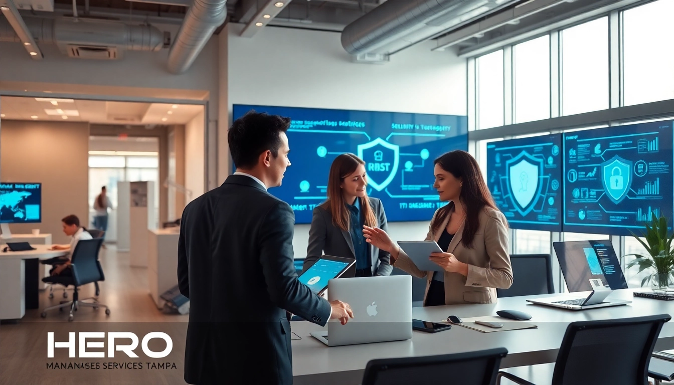 HERO Managed Services Tampa showcasing a modern office with innovative IT solutions and cybersecurity.