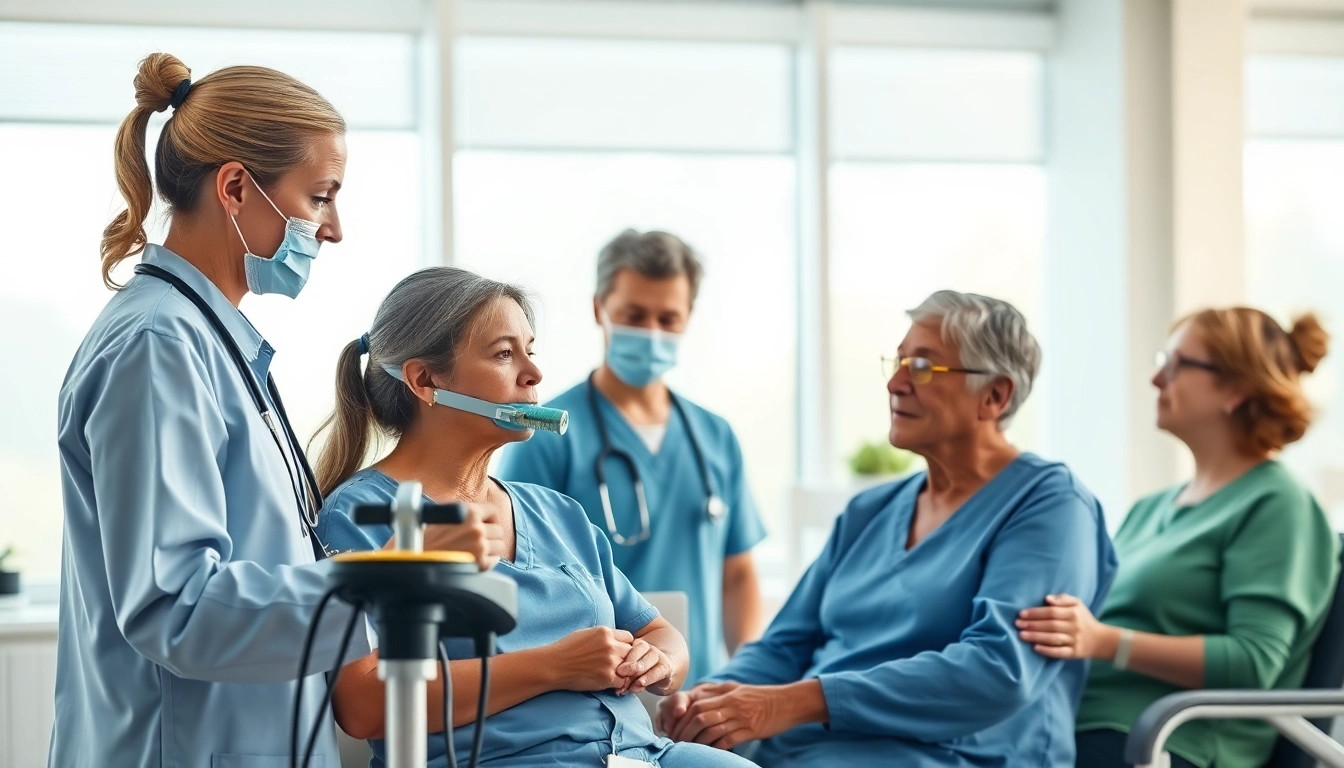 Clinique du Souffle le Pontet, thérapeutes aidant les patients dans un environnement relaxant.
